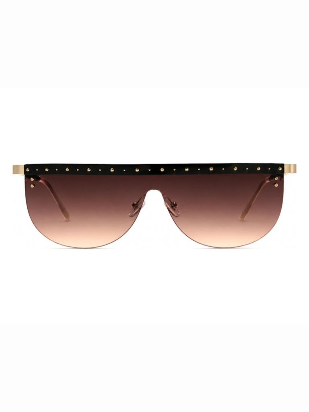 BEBE BBOP-1025CE-780 Women's Shiny Light Gold Shield Frame/Brown Grad Sunglasses